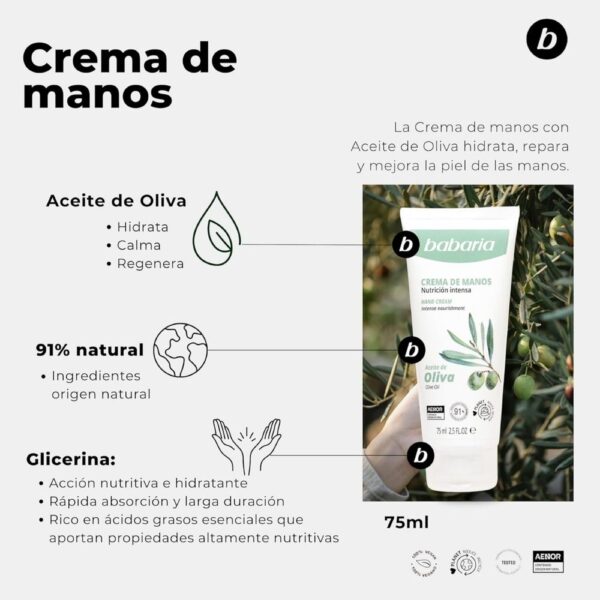 BABARIA Crema de Manos Aceite de Oliva