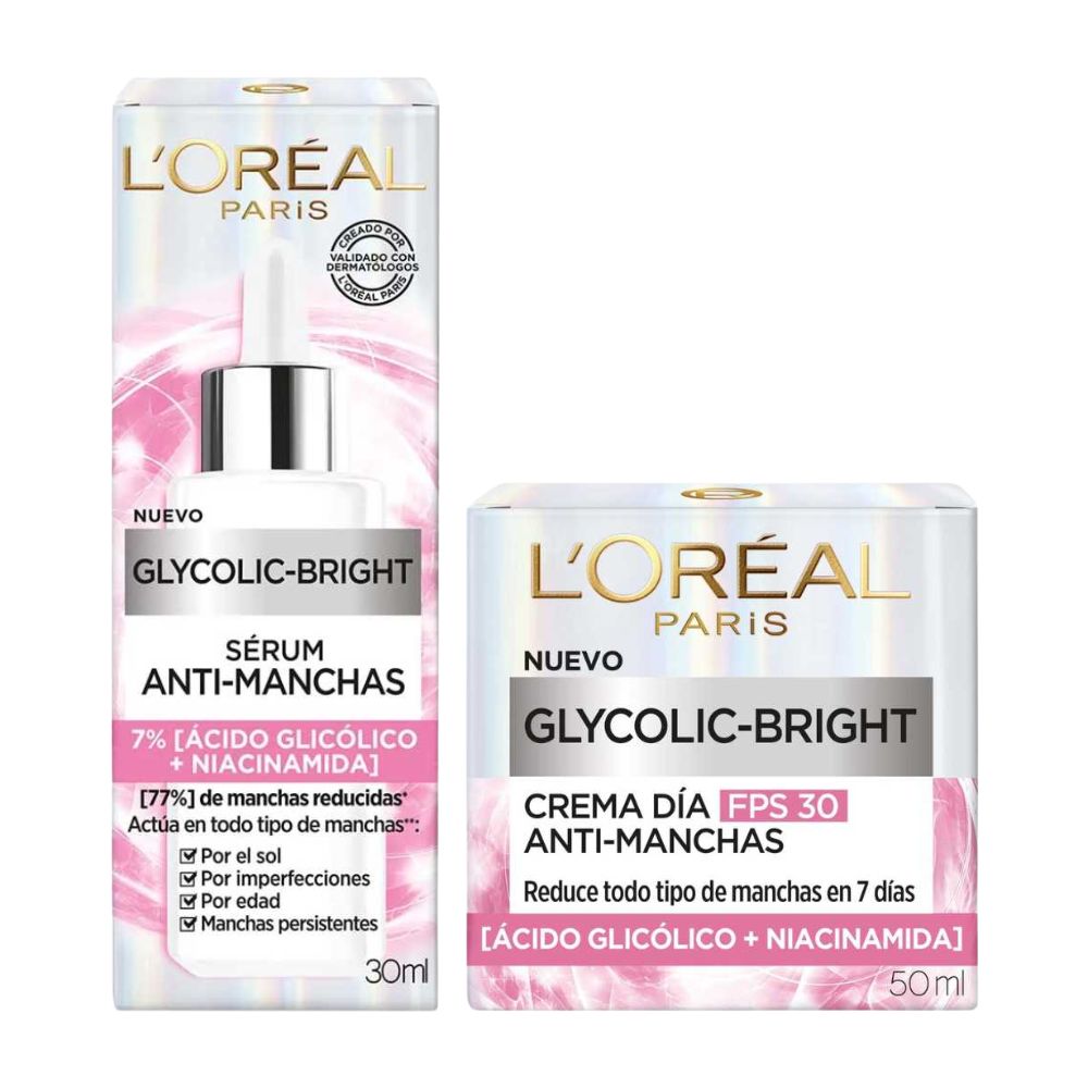 LOREAL Pack Serum Glycolic bright + Crema de día Glicolic Bright