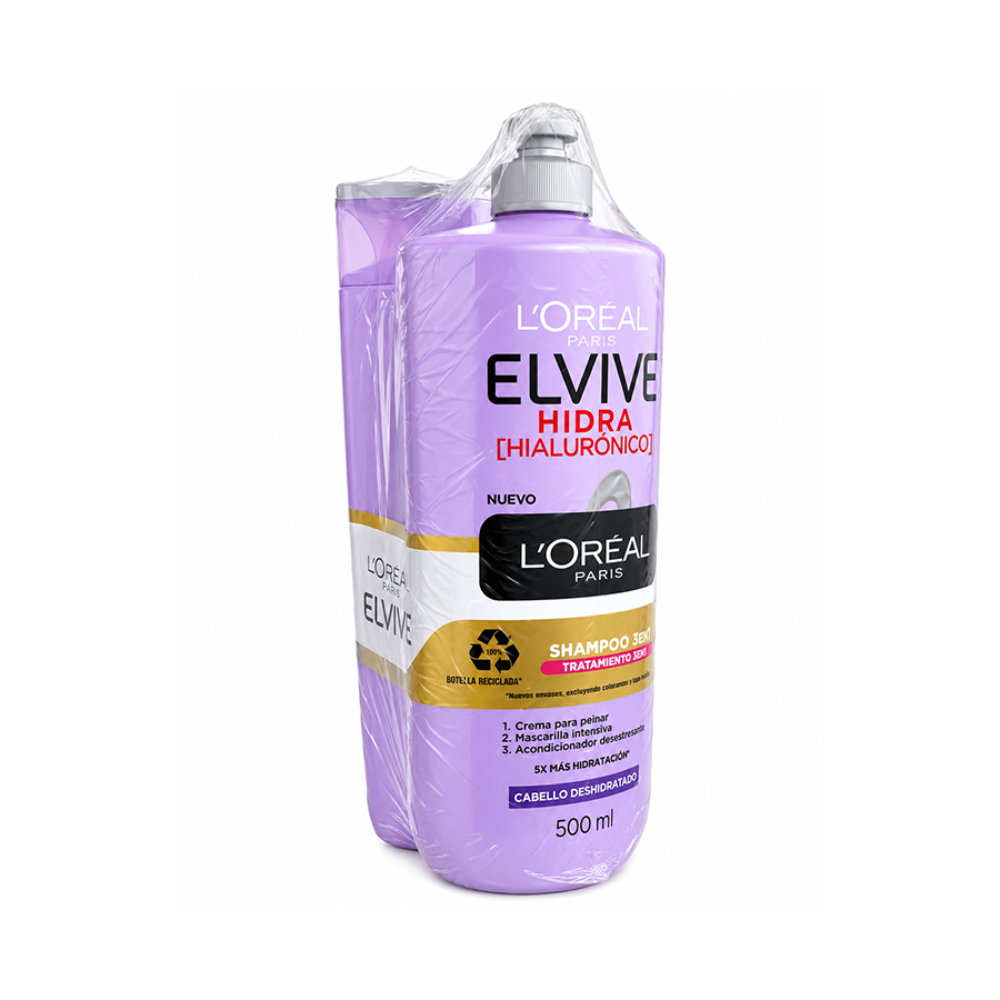 ELVIVE Pack Crema 3 en 1 + Shampoo Hidra hialuronico